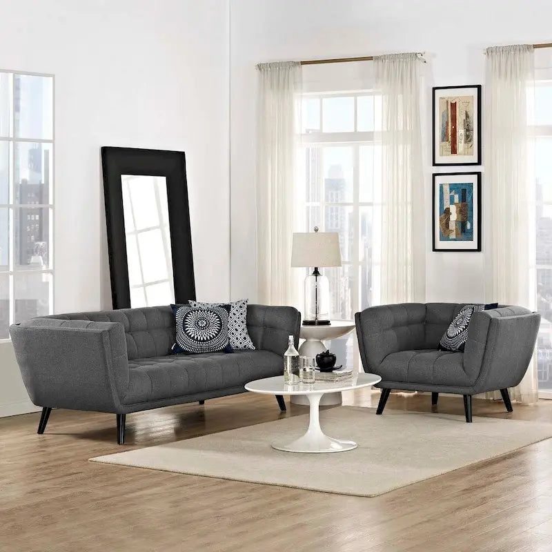 Set Bestow in tessuto imbottito, composto da divano e poltrona, 2 pezzi
