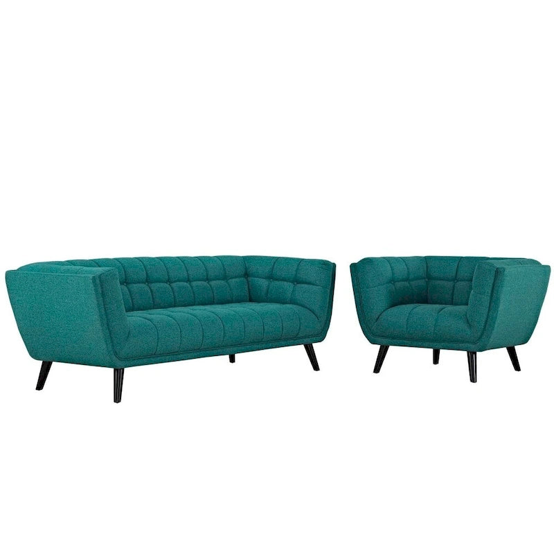 Set Bestow in tessuto imbottito, composto da divano e poltrona, 2 pezzi