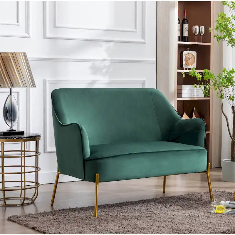 Porthos Home Kyler Zweisitzer-Sofa, Samtbezug, Beine in Goldchrom