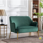 Porthos Home Kyler Zweisitzer-Sofa, Samtbezug, Beine in Goldchrom