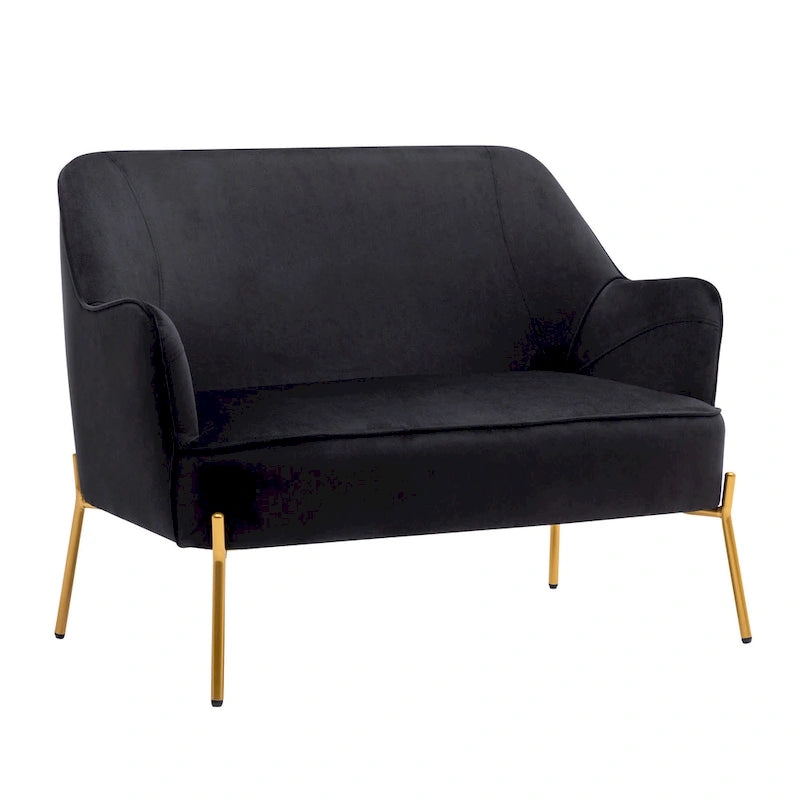 Porthos Home Kyler Zweisitzer-Sofa, Samtbezug, Beine in Goldchrom