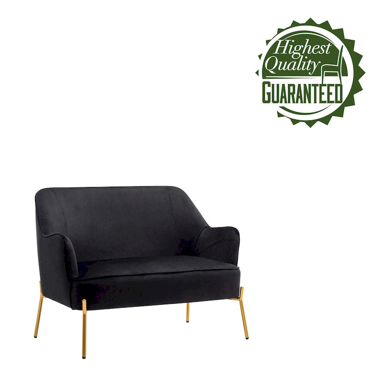Porthos Home Kyler Zweisitzer-Sofa, Samtbezug, Beine in Goldchrom
