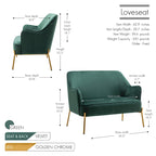 Porthos Home Kyler Zweisitzer-Sofa, Samtbezug, Beine in Goldchrom