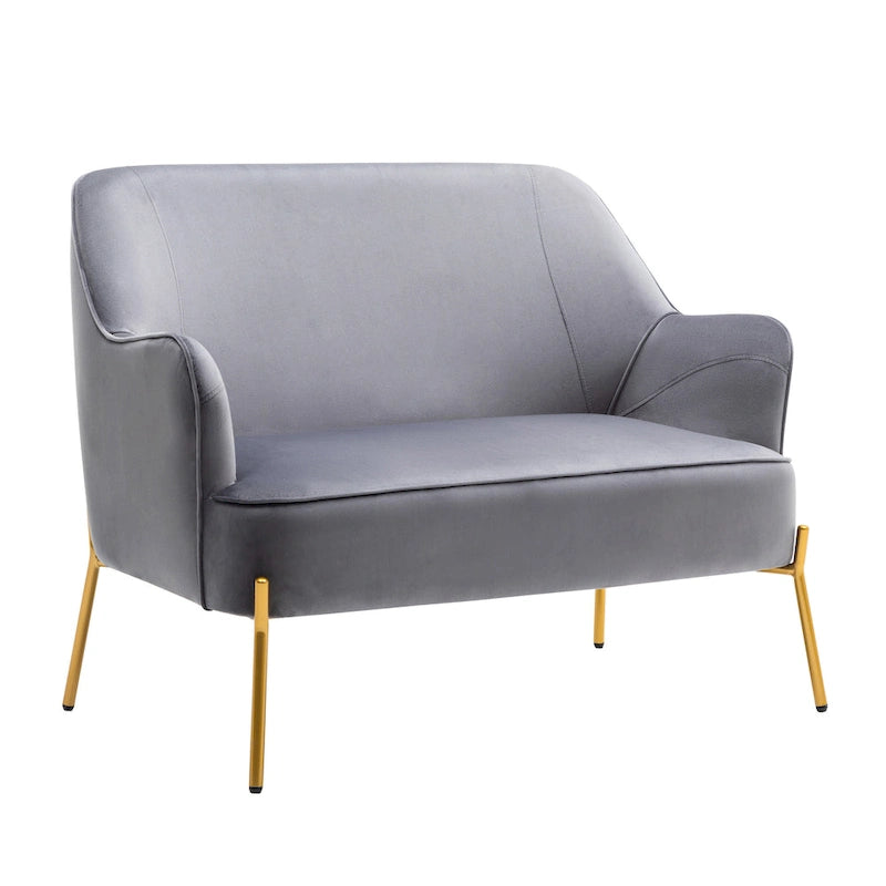 Porthos Home Kyler Zweisitzer-Sofa, Samtbezug, Beine in Goldchrom
