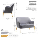 Porthos Home Kyler Zweisitzer-Sofa, Samtbezug, Beine in Goldchrom