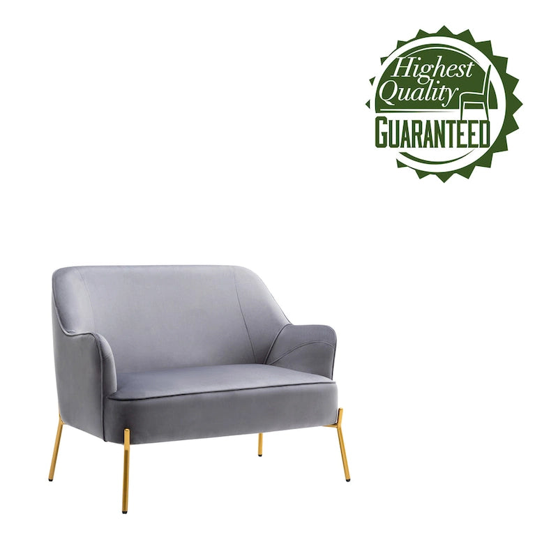 Porthos Home Kyler Zweisitzer-Sofa, Samtbezug, Beine in Goldchrom