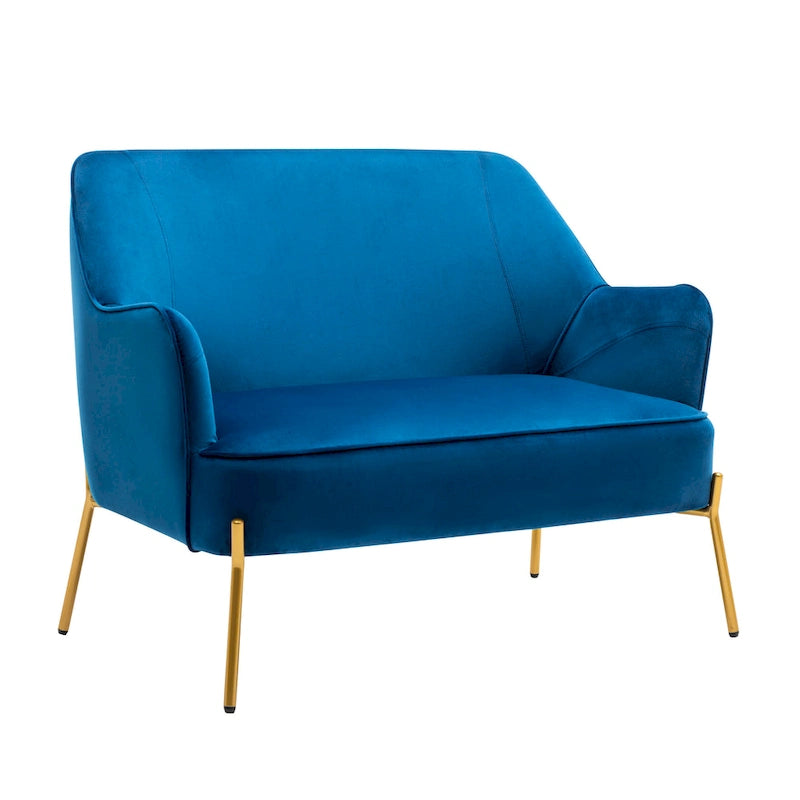Porthos Home Kyler Zweisitzer-Sofa, Samtbezug, Beine in Goldchrom