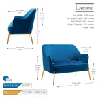 Porthos Home Kyler Zweisitzer-Sofa, Samtbezug, Beine in Goldchrom