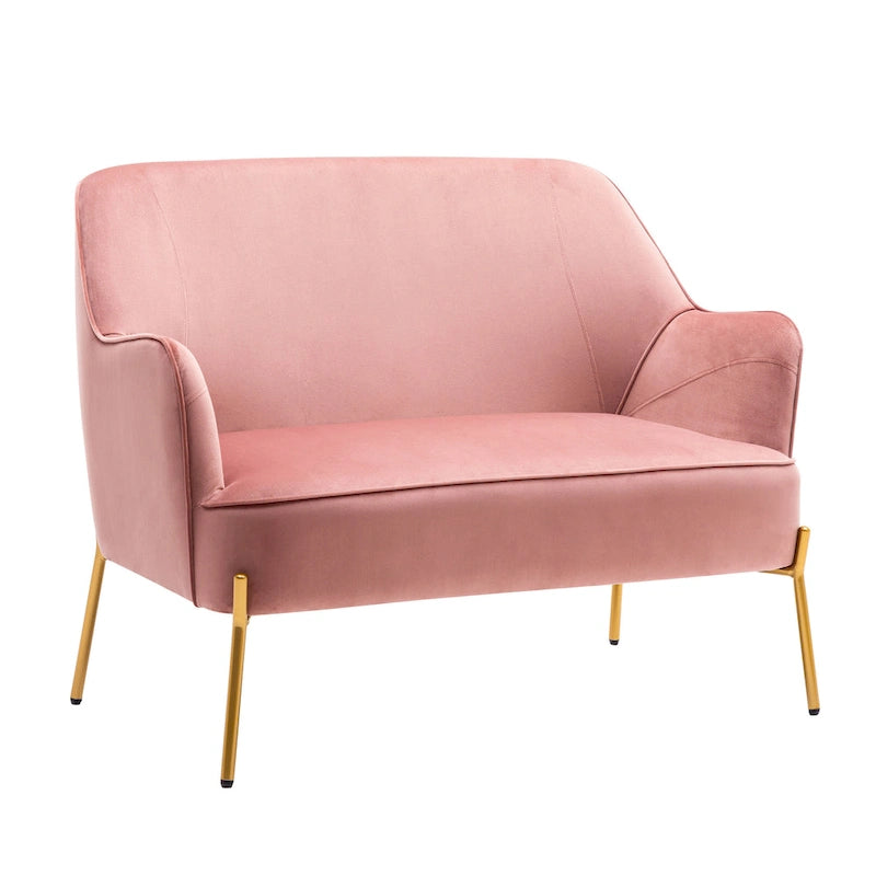 Porthos Home Kyler Zweisitzer-Sofa, Samtbezug, Beine in Goldchrom