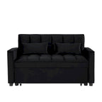 Divanetto letto trasformabile in velluto con 2 cuscini