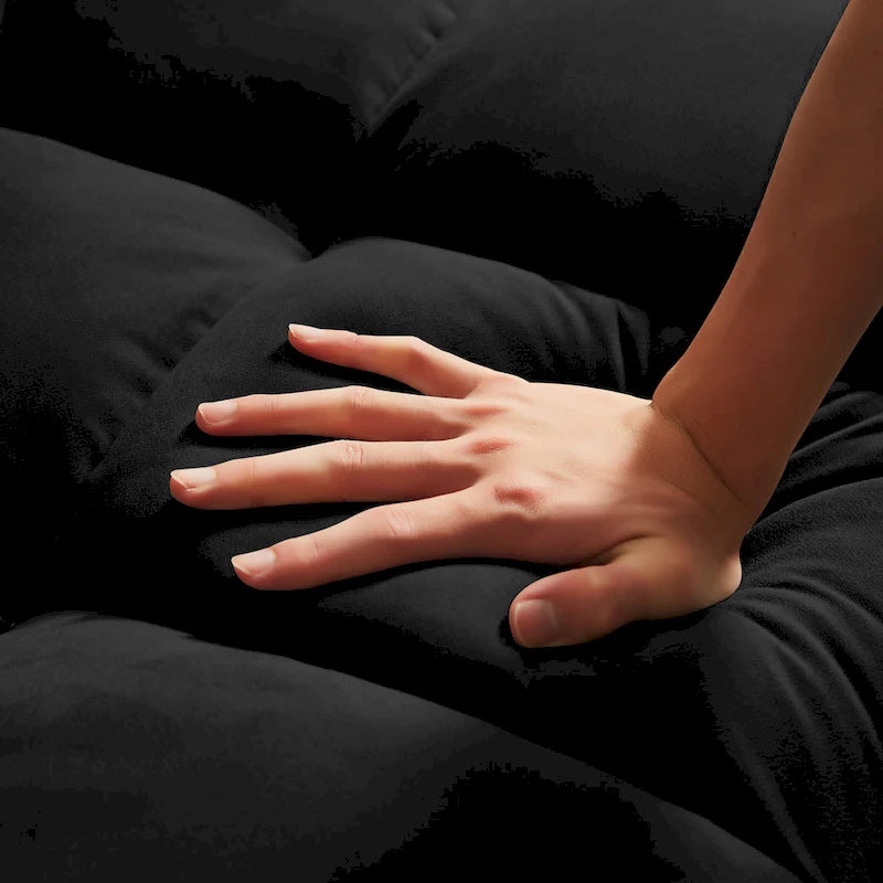 Divanetto letto trasformabile in velluto con 2 cuscini