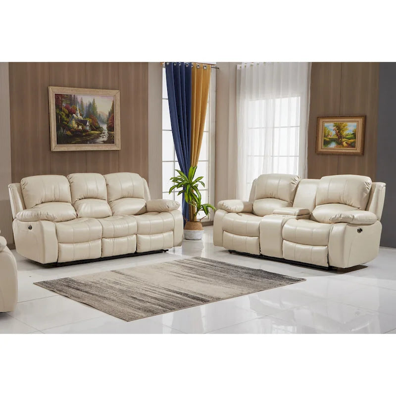 Juego de sala reclinable eléctrico de 2 piezas Betsy Furniture en cuero regenerado, sofá y sofá de dos plazas