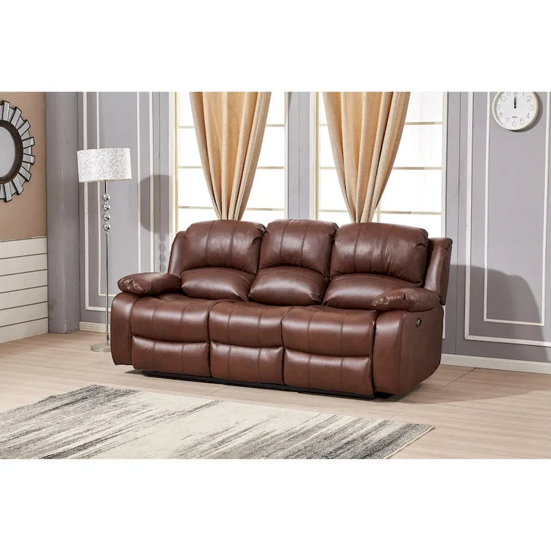 Juego de sala reclinable eléctrico de 2 piezas Betsy Furniture en cuero regenerado, sofá y sofá de dos plazas