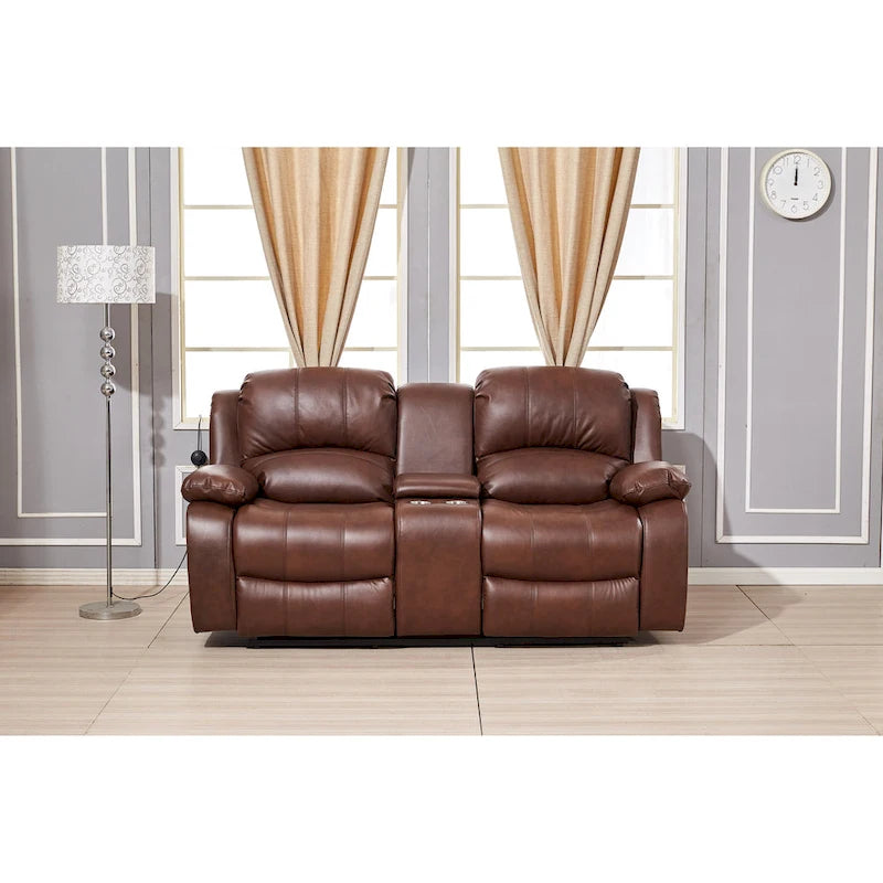 Juego de sala reclinable eléctrico de 2 piezas Betsy Furniture en cuero regenerado, sofá y sofá de dos plazas