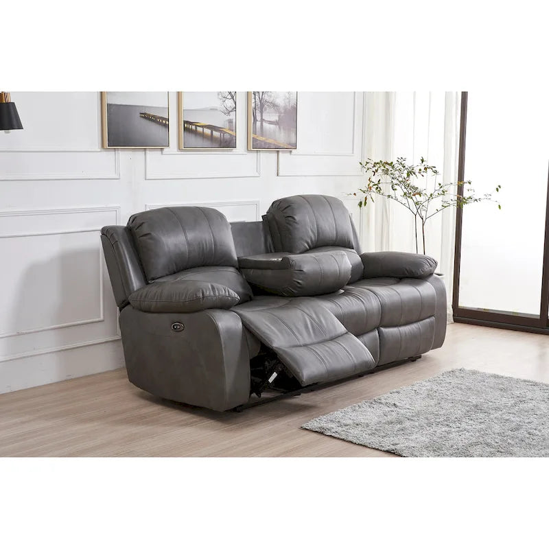 Juego de sala reclinable eléctrico de 2 piezas Betsy Furniture en cuero regenerado, sofá y sofá de dos plazas