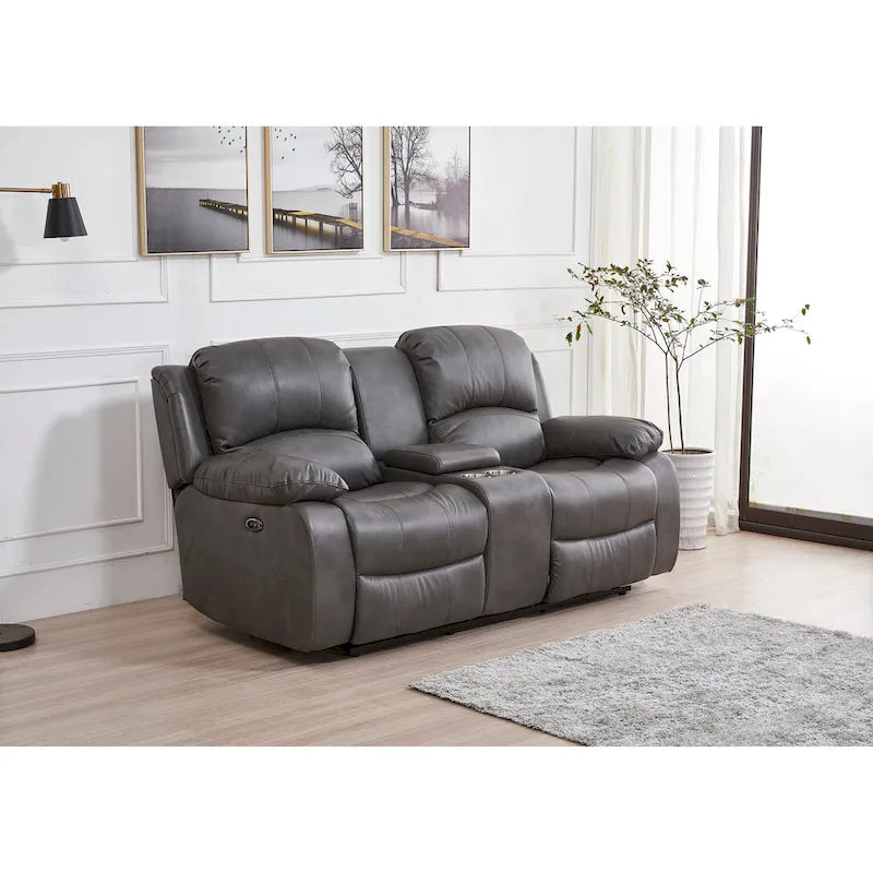 Juego de sala reclinable eléctrico de 2 piezas Betsy Furniture en cuero regenerado, sofá y sofá de dos plazas