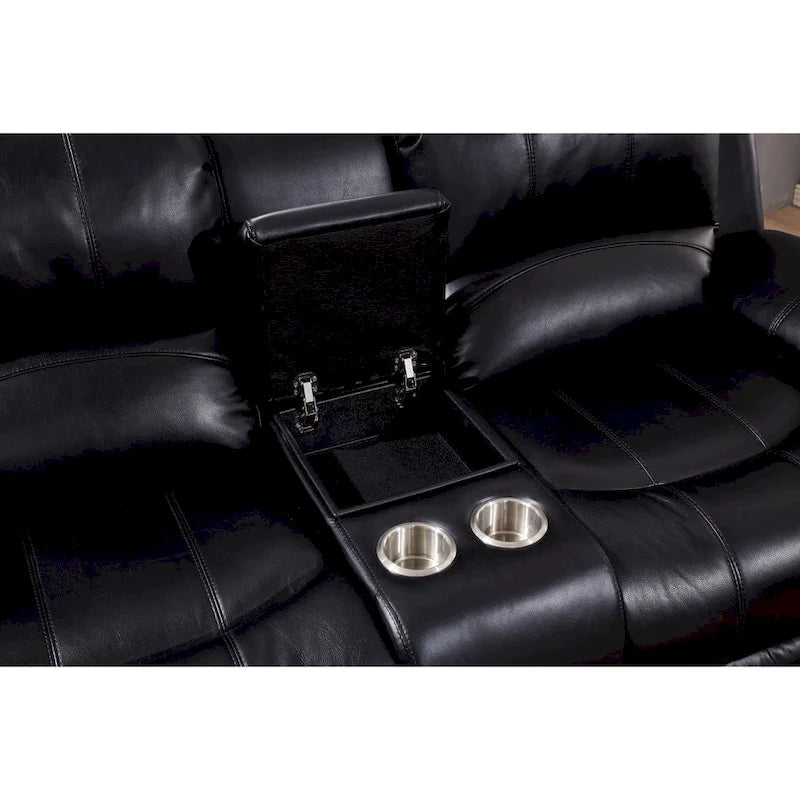 Juego de sala reclinable eléctrico de 2 piezas Betsy Furniture en cuero regenerado, sofá y sofá de dos plazas