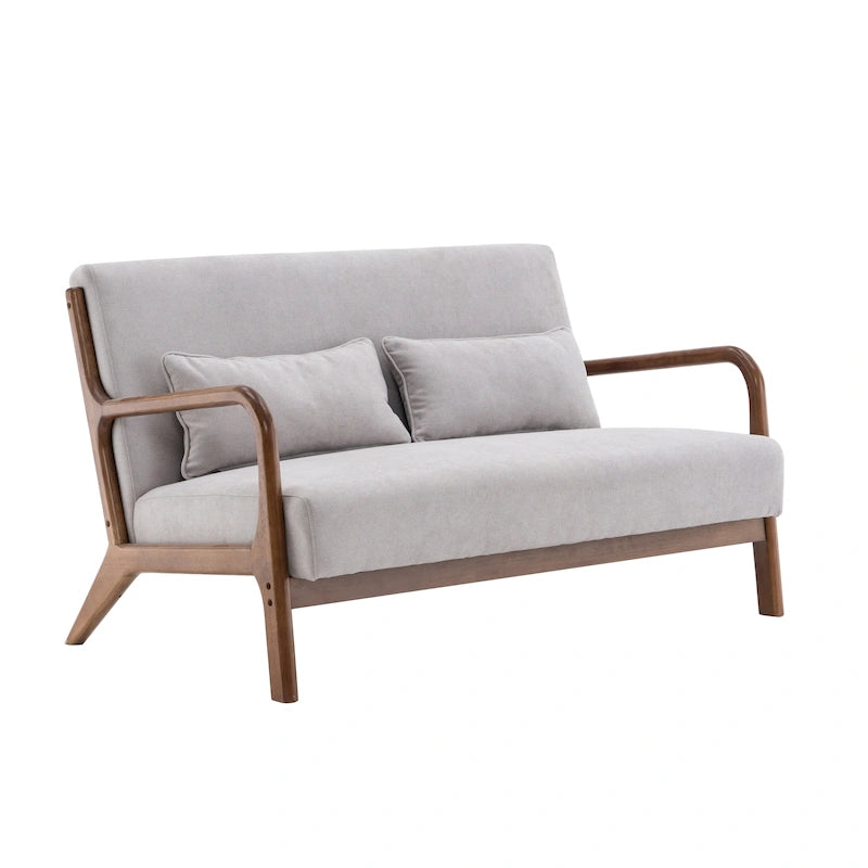 Porthos Home Juno kleiner Loveseat aus Stoff, Couch-Sofa mit Kissen und Rahmen aus Gummibaumholz
