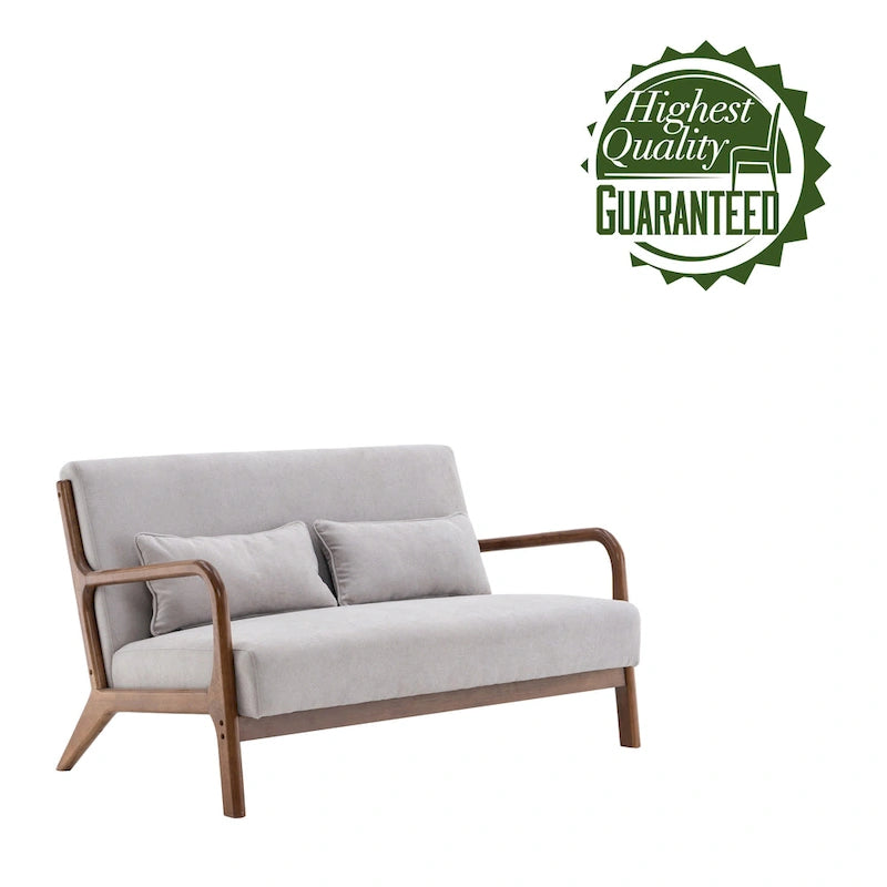 Porthos Home Juno kleiner Loveseat aus Stoff, Couch-Sofa mit Kissen und Rahmen aus Gummibaumholz