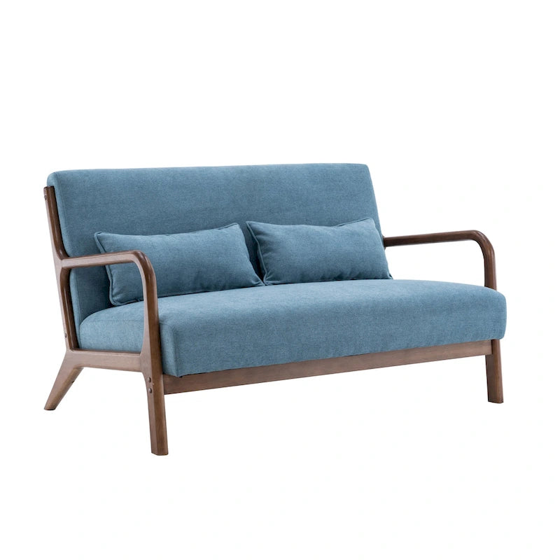Porthos Home Juno kleiner Loveseat aus Stoff, Couch-Sofa mit Kissen und Rahmen aus Gummibaumholz