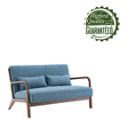 Porthos Home Juno kleiner Loveseat aus Stoff, Couch-Sofa mit Kissen und Rahmen aus Gummibaumholz
