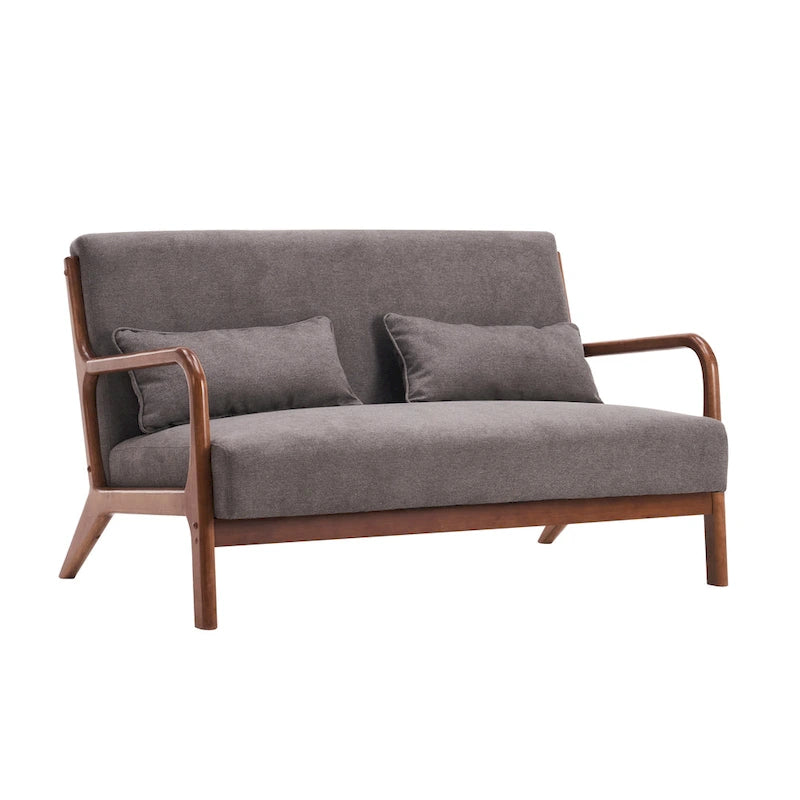Porthos Home Juno kleiner Loveseat aus Stoff, Couch-Sofa mit Kissen und Rahmen aus Gummibaumholz