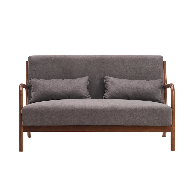 Porthos Home Juno kleiner Loveseat aus Stoff, Couch-Sofa mit Kissen und Rahmen aus Gummibaumholz