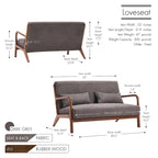Porthos Home Juno kleiner Loveseat aus Stoff, Couch-Sofa mit Kissen und Rahmen aus Gummibaumholz