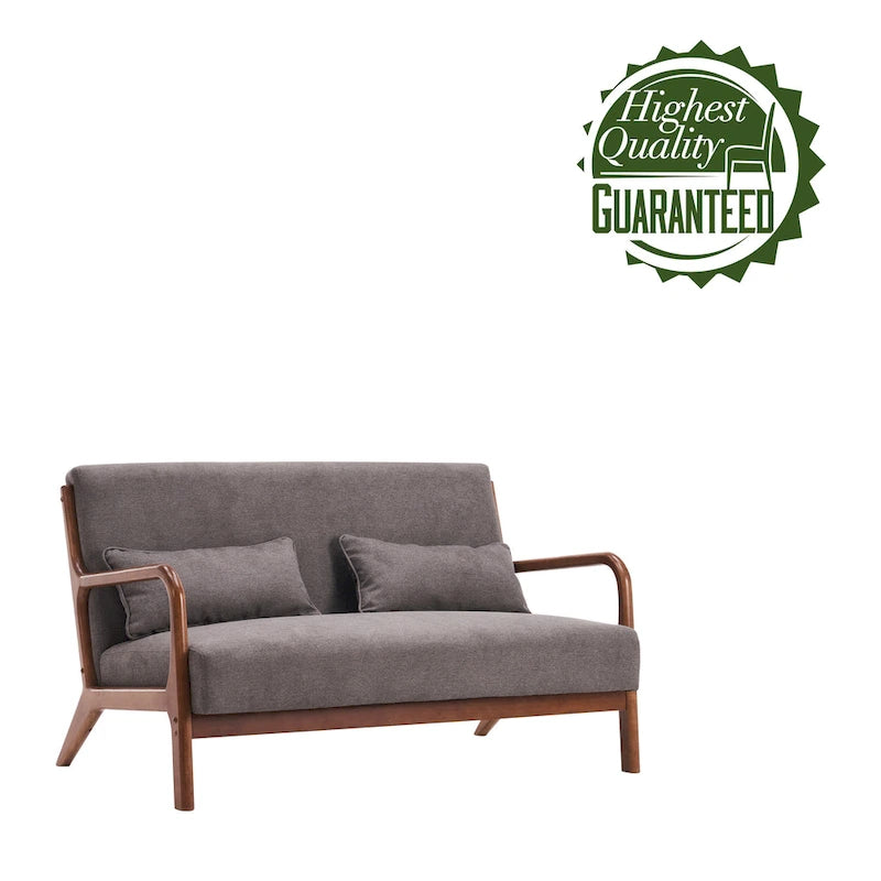 Porthos Home Juno kleiner Loveseat aus Stoff, Couch-Sofa mit Kissen und Rahmen aus Gummibaumholz