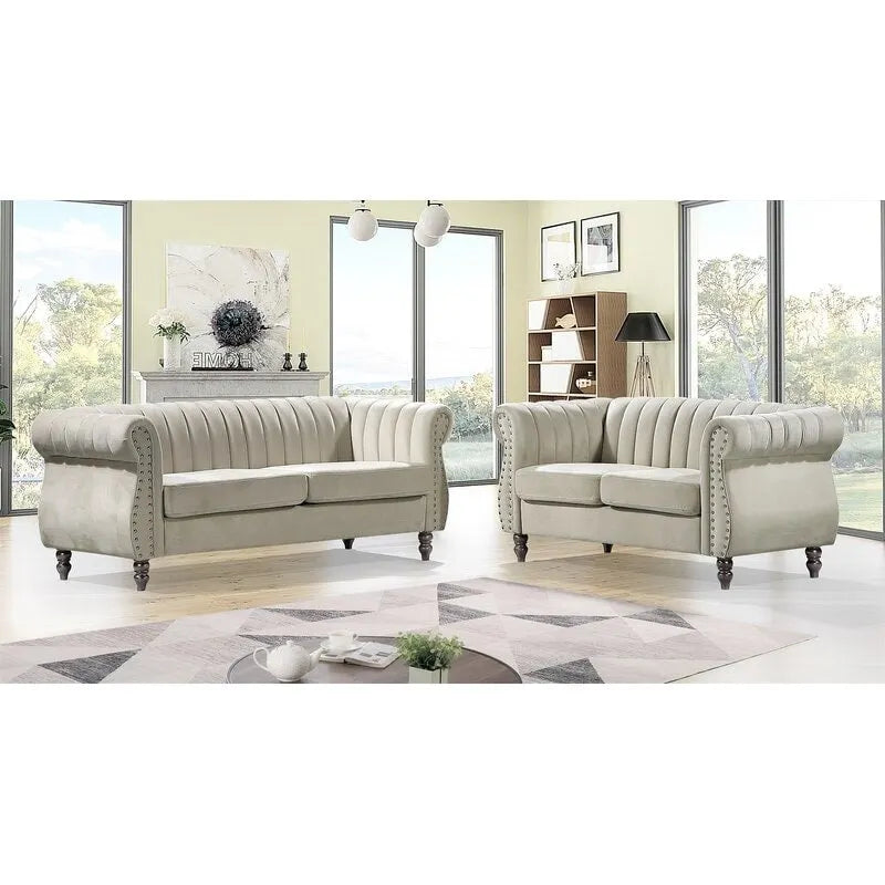 Capucina 2-delige fluwelen sofaset voor de woonkamer