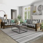 Ensemble de canapé 2 pièces Jimo en chêne rustique et tissu en lin, par Furniture of America