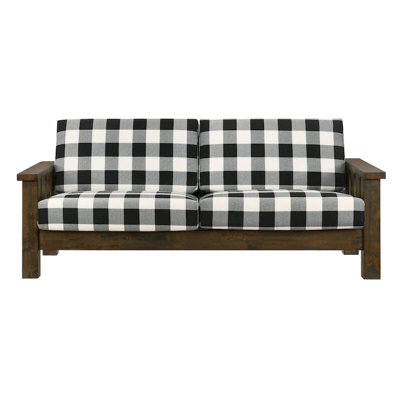 Ensemble de canapé 2 pièces Jimo en chêne rustique et tissu en lin, par Furniture of America