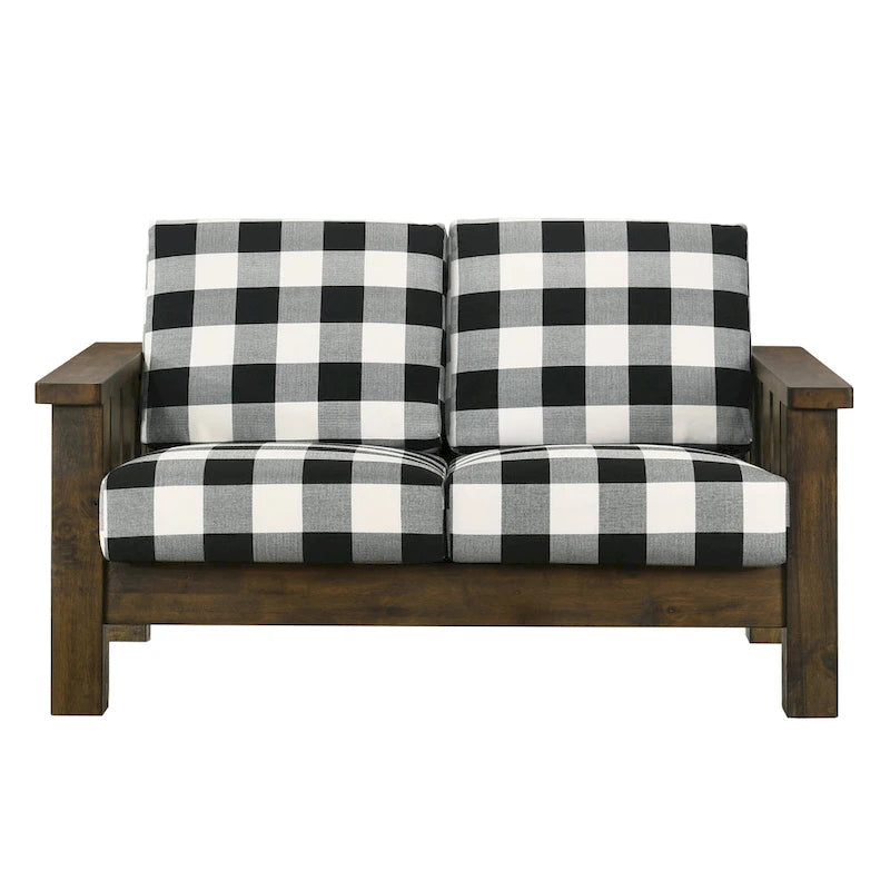 Ensemble de canapé 2 pièces Jimo en chêne rustique et tissu en lin, par Furniture of America