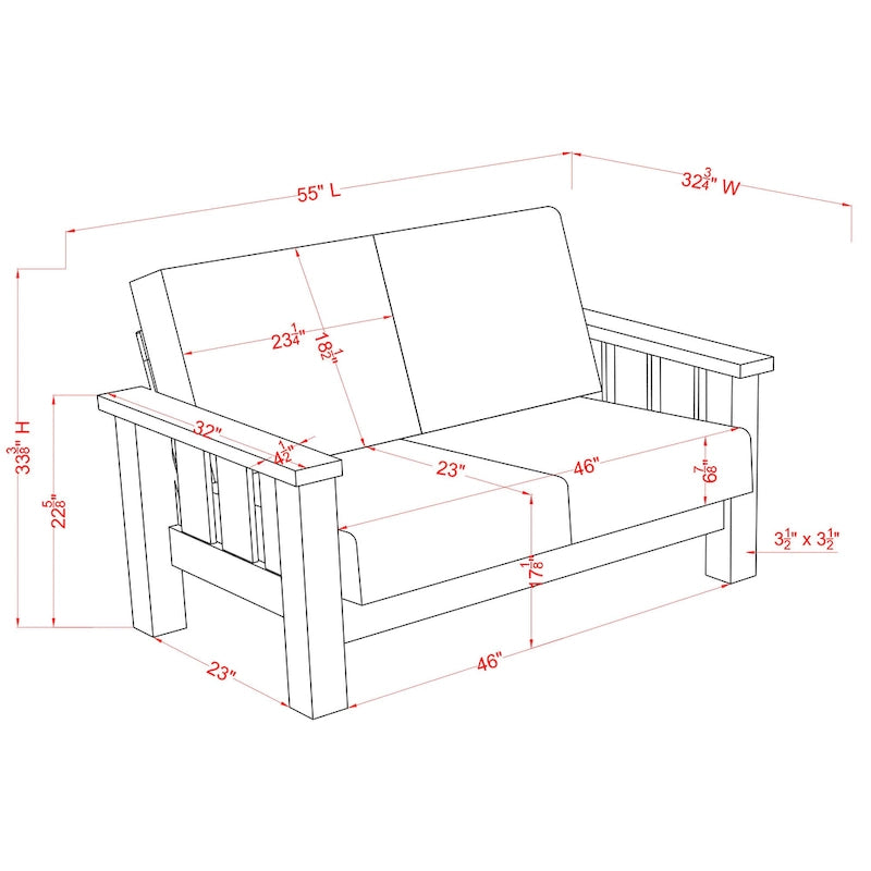 Ensemble de canapé 2 pièces Jimo en chêne rustique et tissu en lin, par Furniture of America