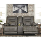 Signature Design by Ashley Wurstrow Leather Power Adjustable Reclining Loveseat - N/A