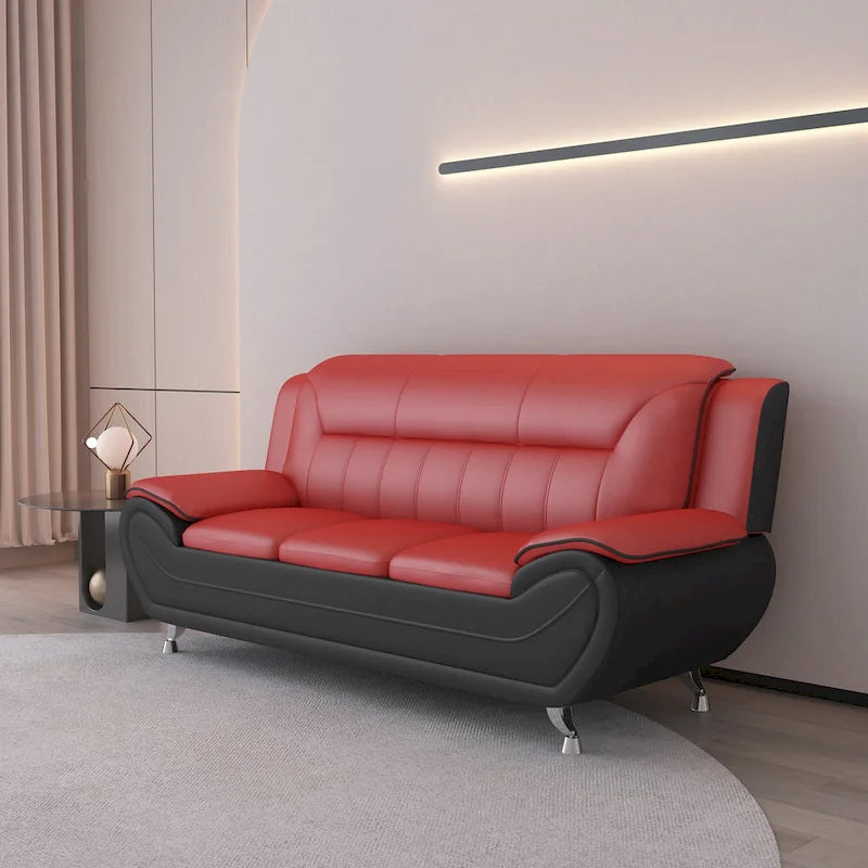 Set da soggiorno William Street in finta pelle imbottita, 2 pezzi