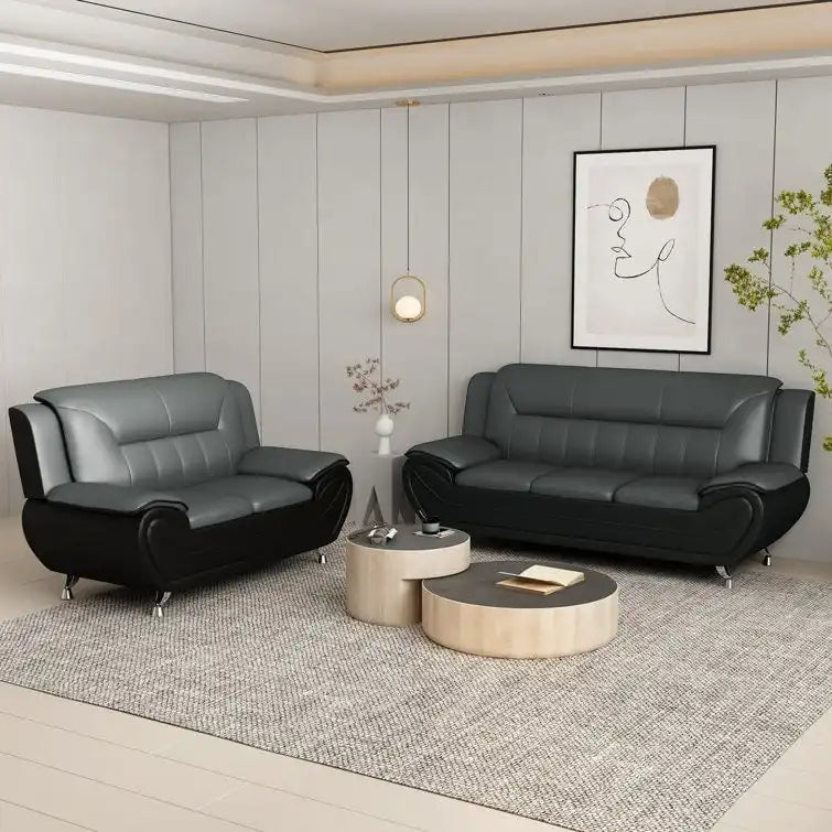Set da soggiorno William Street in finta pelle imbottita, 2 pezzi