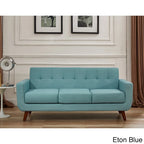 Sofá Grace Rainbeau de U.S. Pride Furniture, tapizado en lino, capitoné y estilo moderno de mediados de siglo
