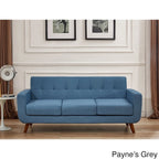 Sofá Grace Rainbeau de U.S. Pride Furniture, tapizado en lino, capitoné y estilo moderno de mediados de siglo