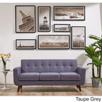 Sofá Grace Rainbeau de U.S. Pride Furniture, tapizado en lino, capitoné y estilo moderno de mediados de siglo