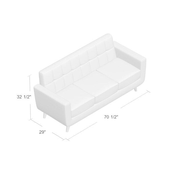 Sofá Grace Rainbeau de U.S. Pride Furniture, tapizado en lino, capitoné y estilo moderno de mediados de siglo