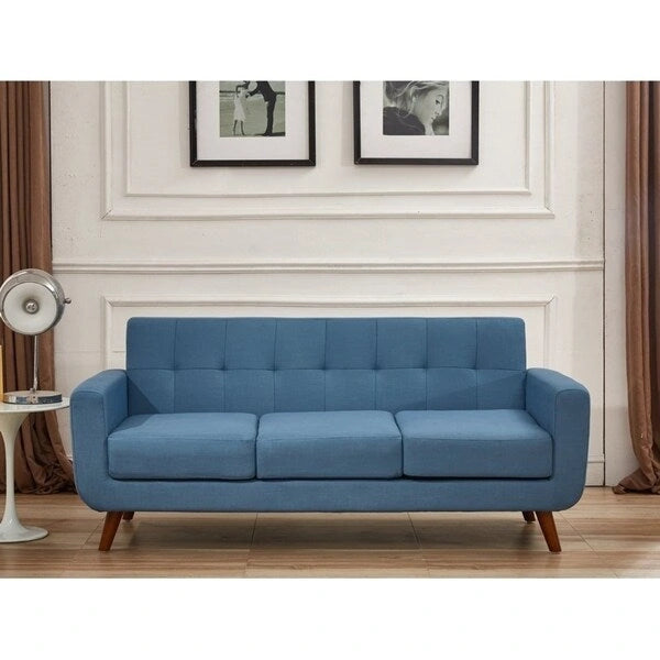 Sofá Grace Rainbeau de U.S. Pride Furniture, tapizado en lino, capitoné y estilo moderno de mediados de siglo