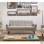 Sofá Grace Rainbeau de U.S. Pride Furniture, tapizado en lino, capitoné y estilo moderno de mediados de siglo