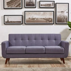 Sofá Grace Rainbeau de U.S. Pride Furniture, tapizado en lino, capitoné y estilo moderno de mediados de siglo
