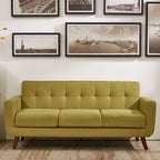 Sofá Grace Rainbeau de U.S. Pride Furniture, tapizado en lino, capitoné y estilo moderno de mediados de siglo