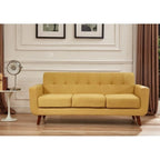 Sofá Grace Rainbeau de U.S. Pride Furniture, tapizado en lino, capitoné y estilo moderno de mediados de siglo