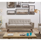 Sofá Grace Rainbeau de U.S. Pride Furniture, tapizado en lino, capitoné y estilo moderno de mediados de siglo