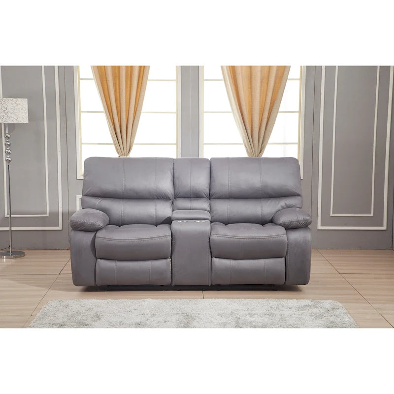 Divanetto a 2 posti reclinabile manualmente in microfibra Betsy Furniture con console 8007