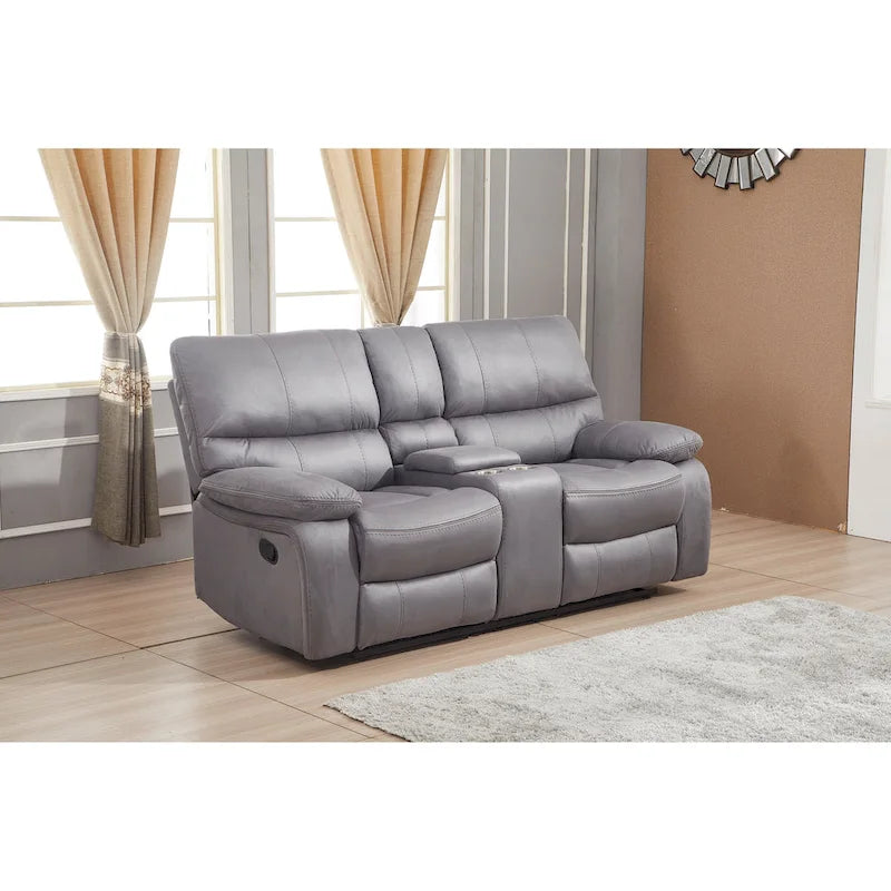 Divanetto a 2 posti reclinabile manualmente in microfibra Betsy Furniture con console 8007
