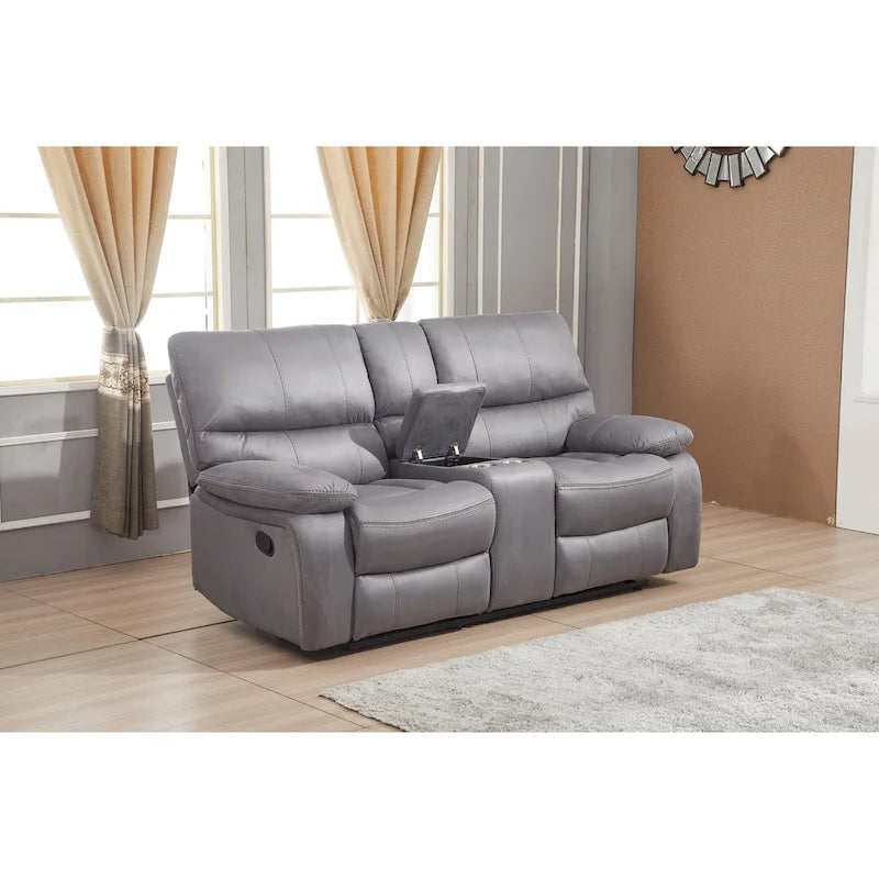 Divanetto a 2 posti reclinabile manualmente in microfibra Betsy Furniture con console 8007
